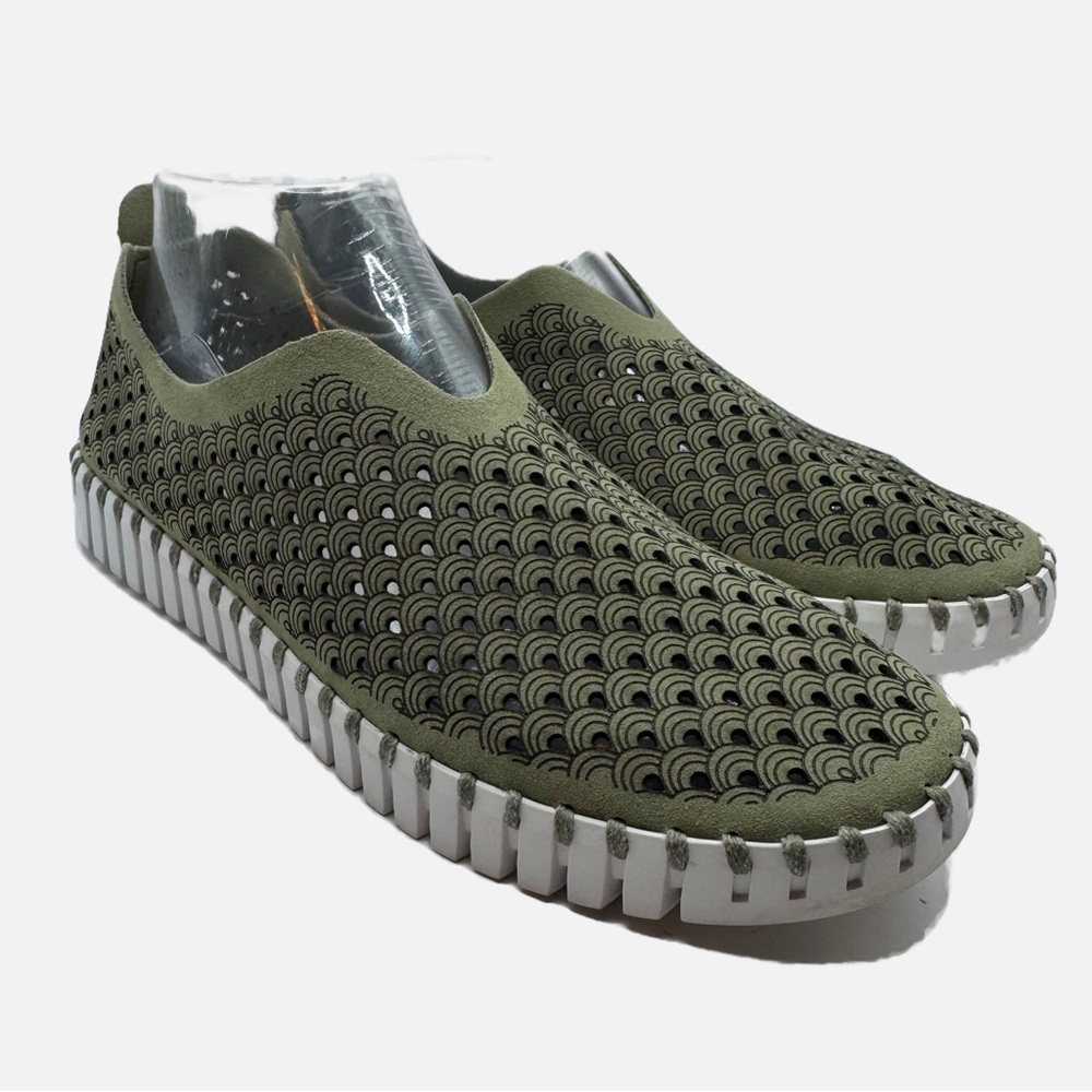 Ilse Jacobsen Women's Tulip 139 slip-on shoe in deep olive army green 40/9.5